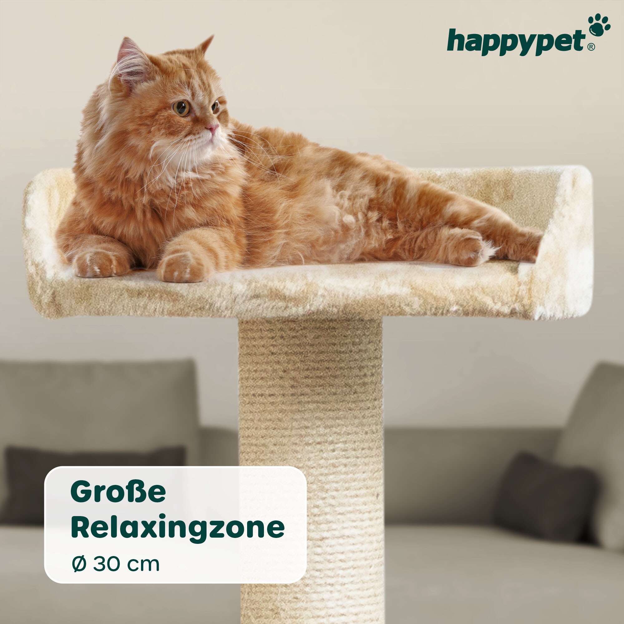 HAPPYPET Großer Kratzbaum Stabil 'Parker' 171 cm - XXL Katzenbaum | Creme