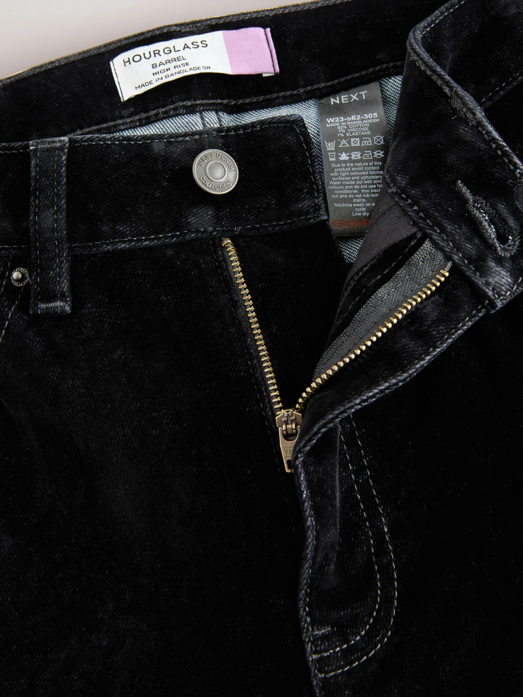 Zwart - Hourglass N. Premium gevlokte comfortabele stretchy Denim Jeans