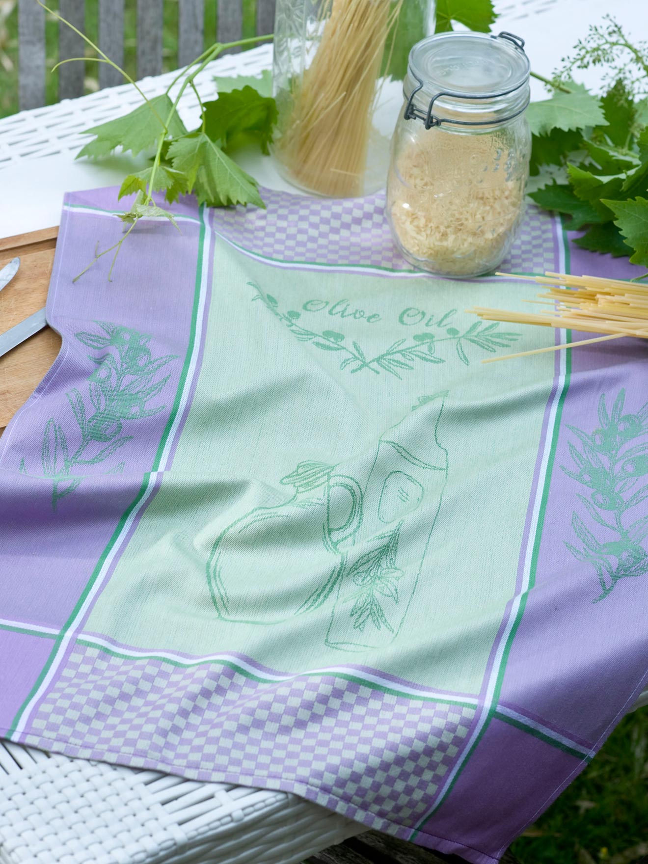 Lot de 2 torchons jacquard OLIVE OIL