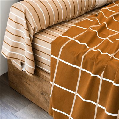 Linge de lit flanelle carreaux et rayures - BECQUET CRÉATION