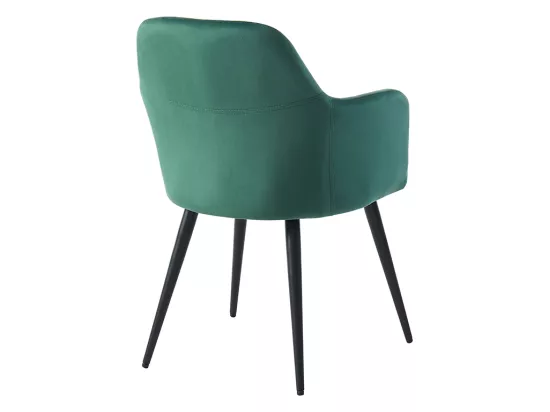 Lot de 6 chaises avec accoudoirs en velours et métal noir - Vert - ELEANA