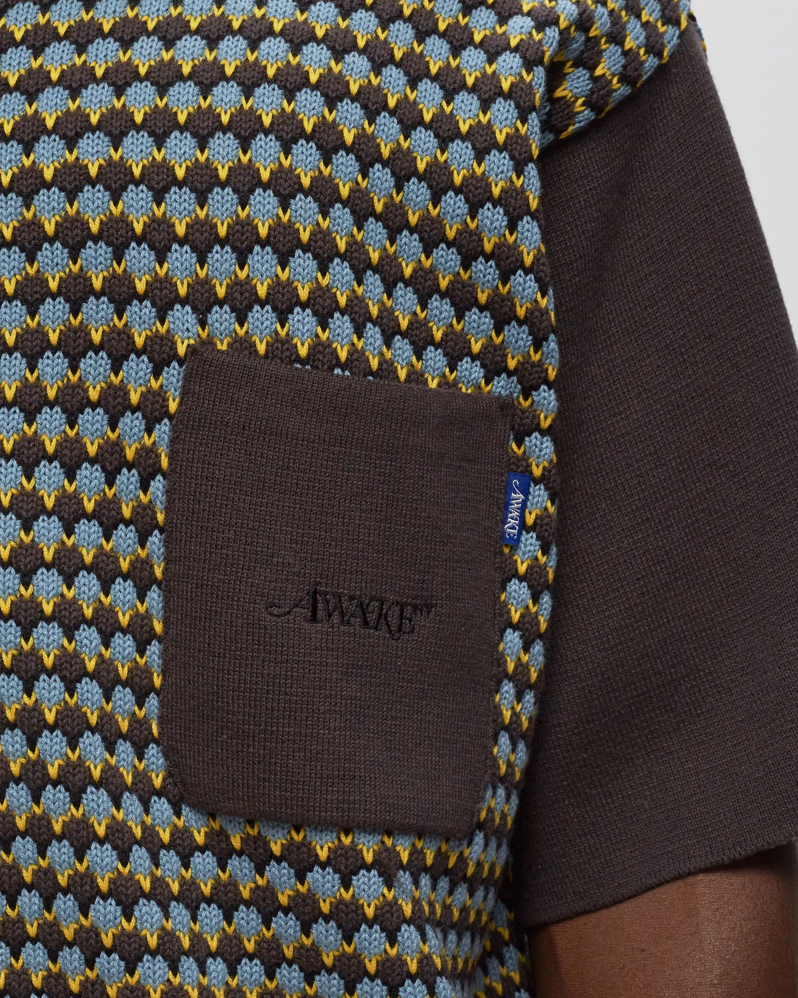 Awake KNIT CROCHET SHORT SLEEVE BUTTON DOWN