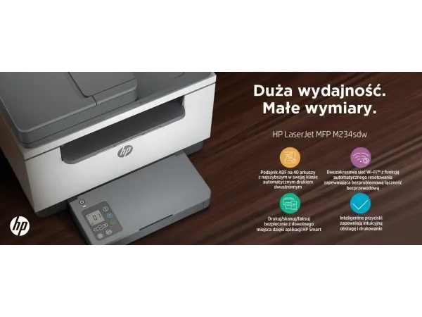 HP LaserJet MFP M234sdw - Multifunktionsprinter - S/H - laser - Legal (216 x 356 mm) (original) - Legal (medie) - op til 29 spm (kopiering) - op til 29 spm (udskriver) - 150 ark - USB 2.0, LAN, Wi-Fi(n), Bluetooth