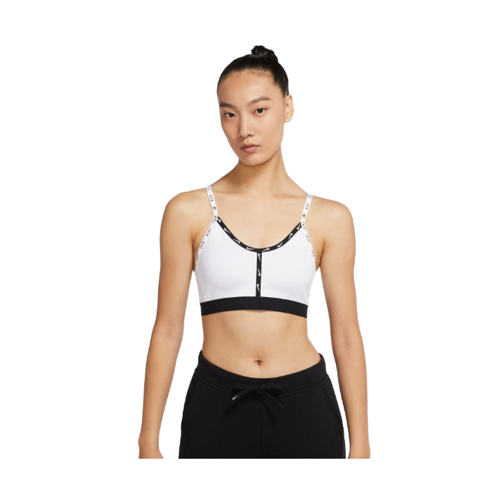 Nike Dame BH Dri-fit Indy Logo Tp Bra Hvid