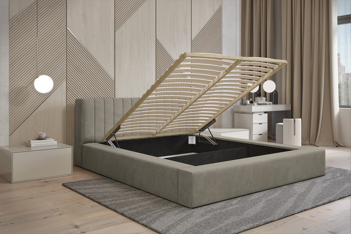 Trae Mobler Como 180 x 200 cm Gestoffeerd Bed Taupe