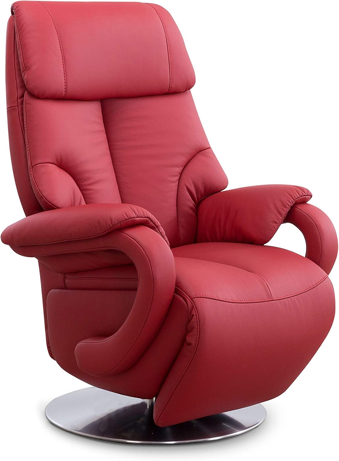 CAVADORE Ledersessel Istanbul / Fernsehsessel mit manuell verstellbarer Relaxfunktion / 80 x 115 x 79 / Echtleder: Rot