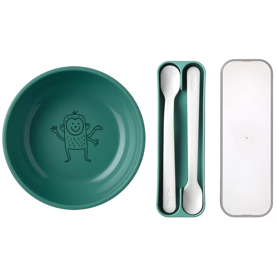 Mepal Kinderschale mit Fütterlöffel Mio 3er Set türkis