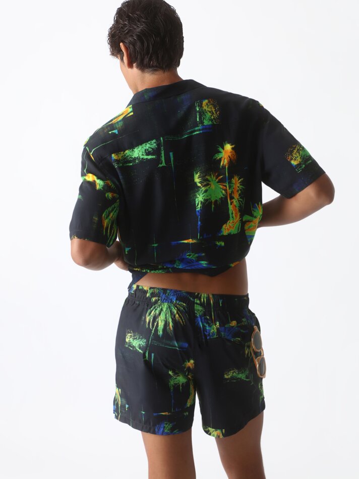 Maiô com estampa floral - Azul Marinho Escuro