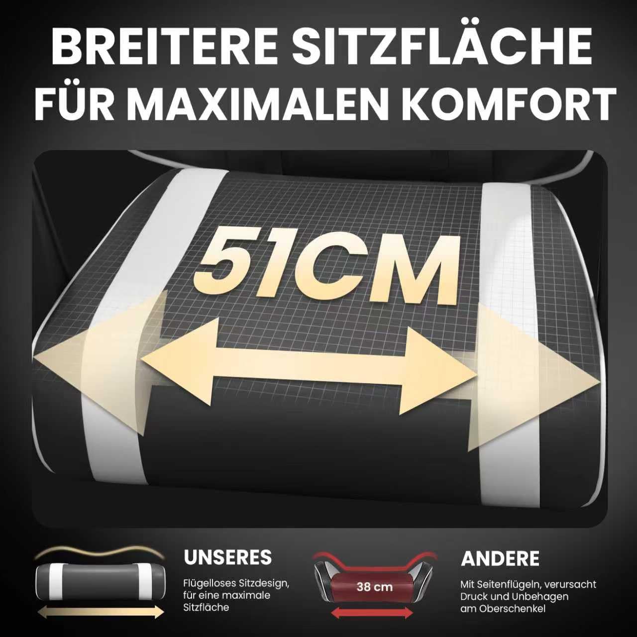 Gaming Stuhl Chair Gamer Sessel - Ergonomischer Gamer Stuhl Höhenverstellbar Gepolstert Gamingstuhl mit Fußstütze Kopfstütze und Lordosenstütz PC Sessel Drehsessel Tragkraft 150 Kg Schwarz