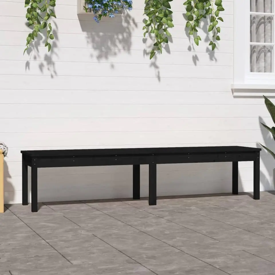 vidaXL - Tuinbank 2-zits - Zwart - Grenenhout - 203.5 x 44 x 45 cm