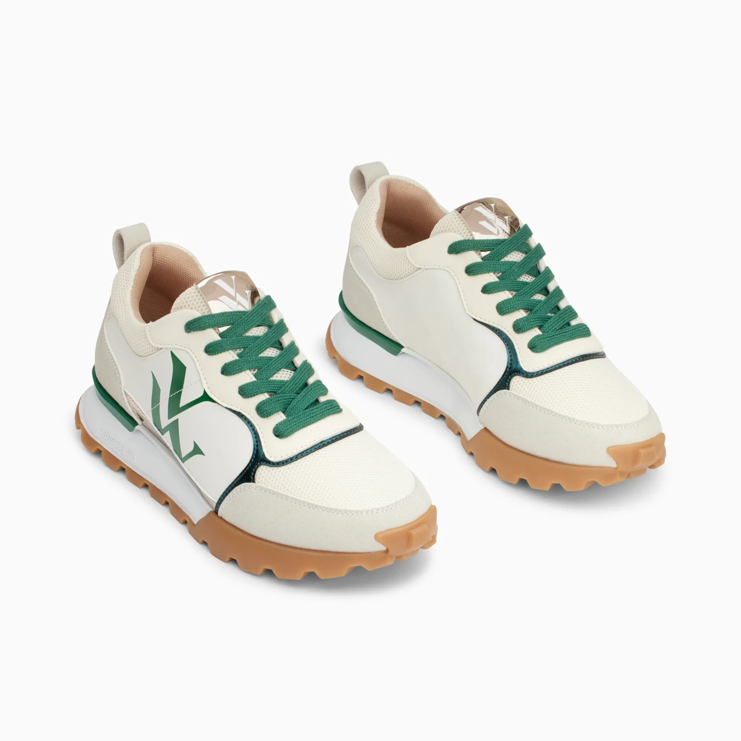 Sneakers-Baskets monogramme Ombeline vertes à semelle running