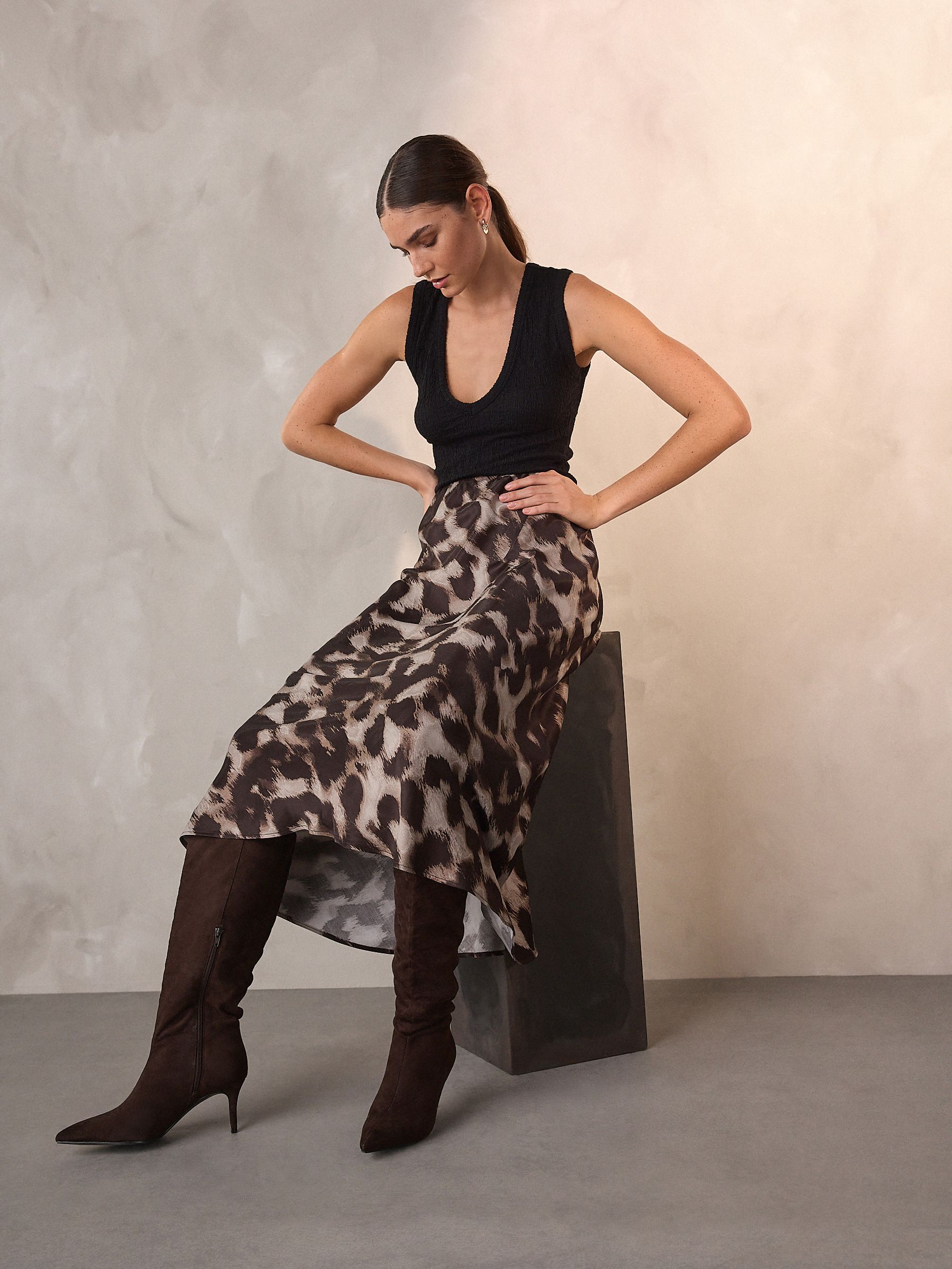 Dierenprint - Satijnen midirok