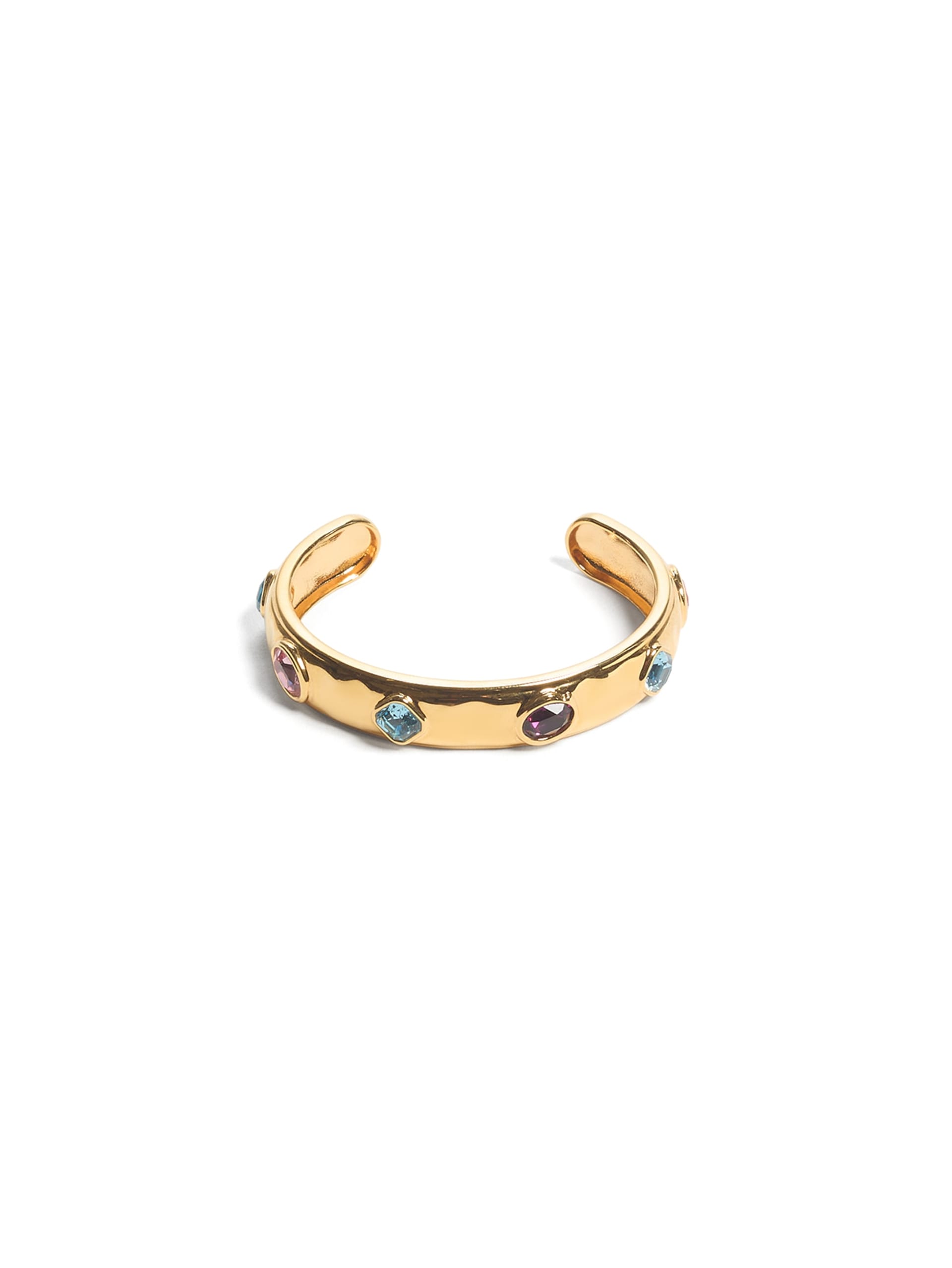 Pulseira dourada com cristais multicoloridos