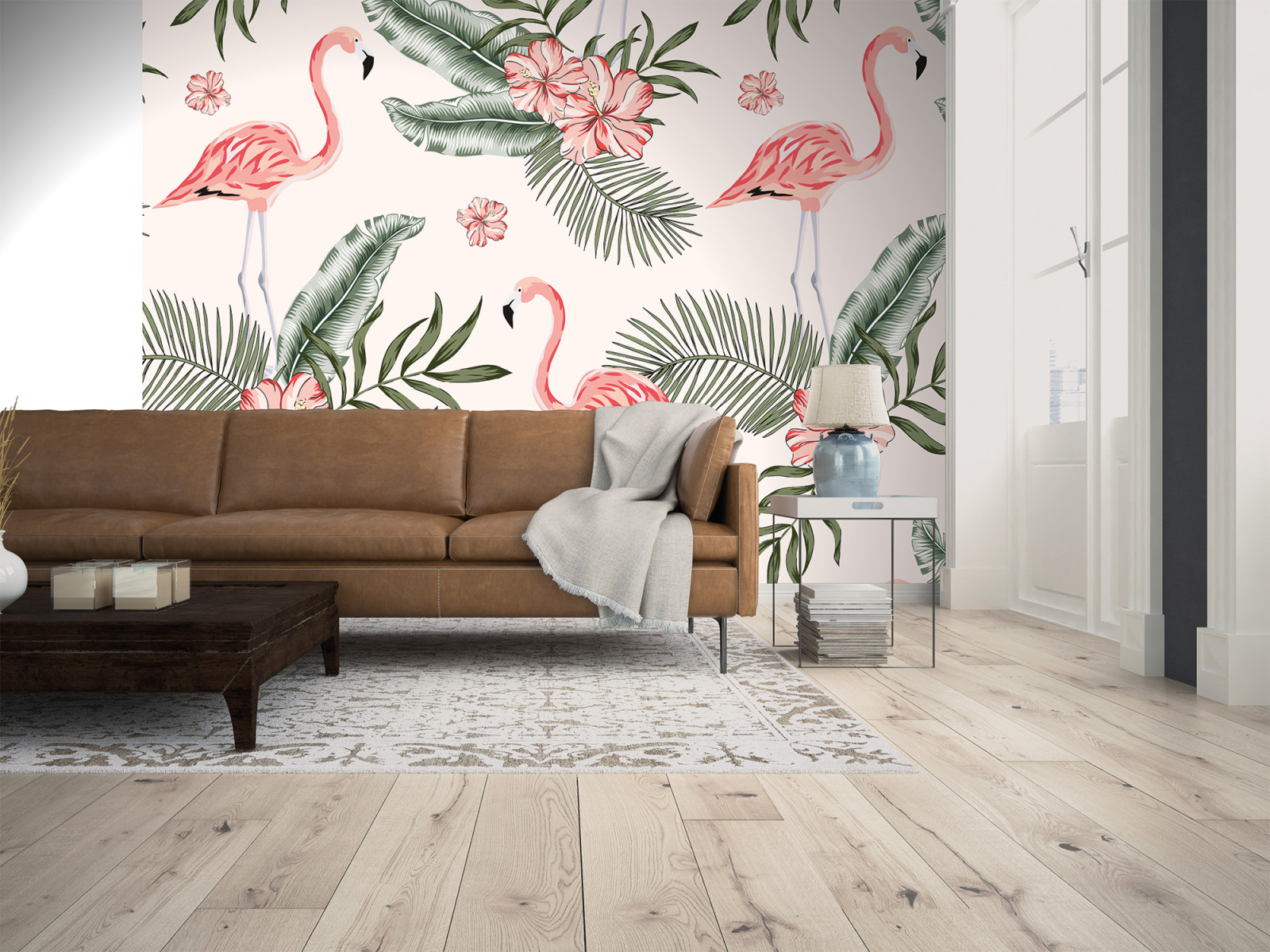 Fototapete DESIGNWALLS - weiß-rosa - Pelikan - 2,55 Meter