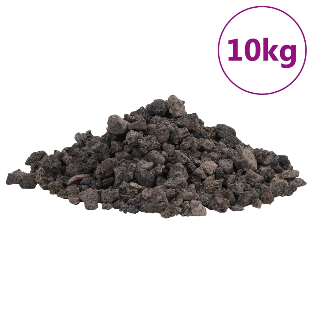 vidaXL Rochas vulcânicas pretas 10 kg 1-2 cm