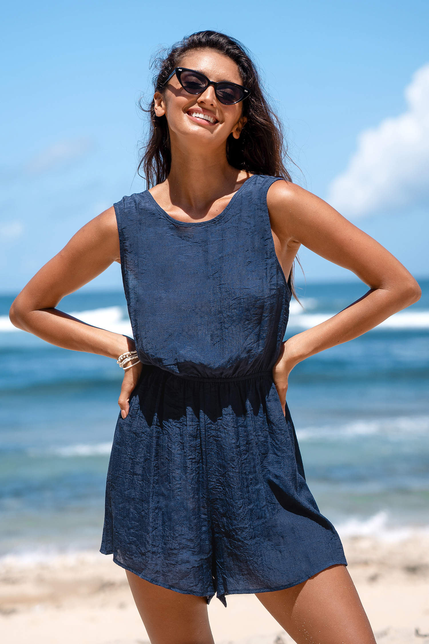 Combishort cover up bleu marine