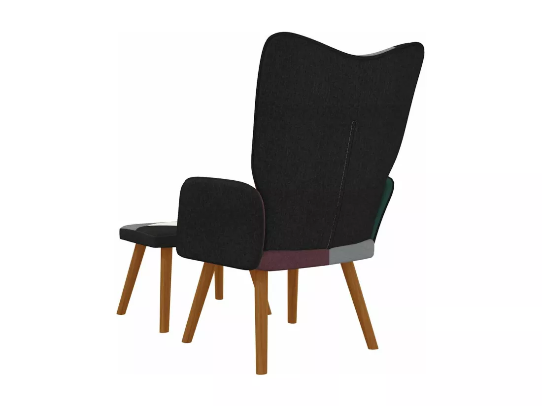 Chaise de relaxation avec repose-pied Patchwork Tissu