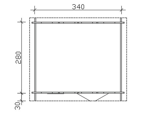 Blokhut Konsta Trelleborg 45 mm met vloer 380 x 330 cm naturel