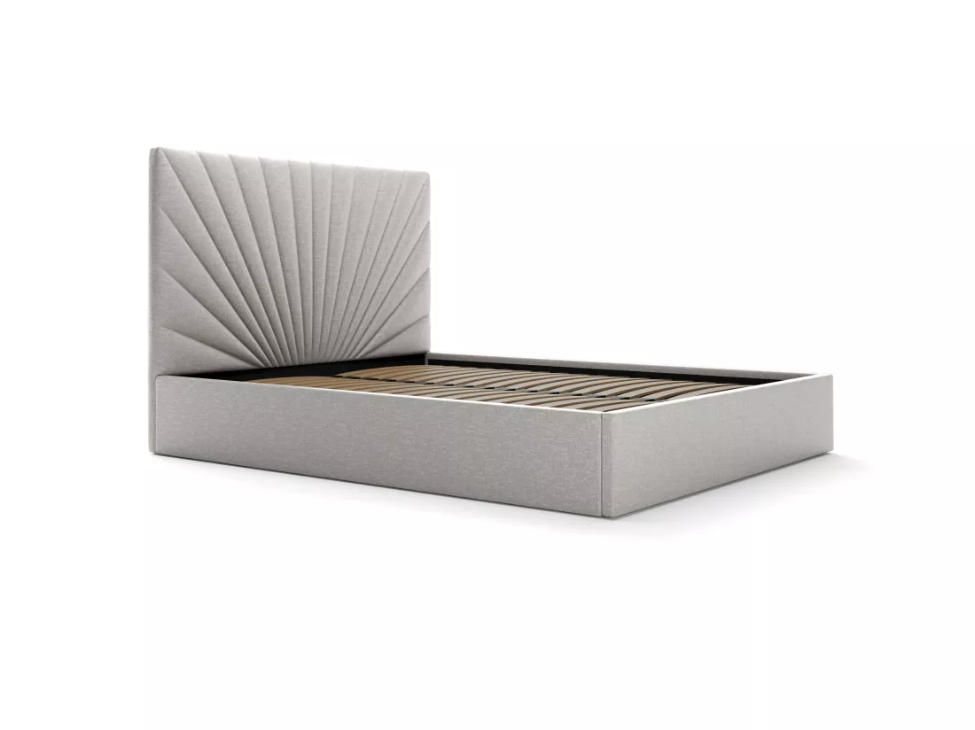 Lit coffre 140 x 190 cm - Tissu - Gris clair + Matelas - RILIODA de Pascal Morabito