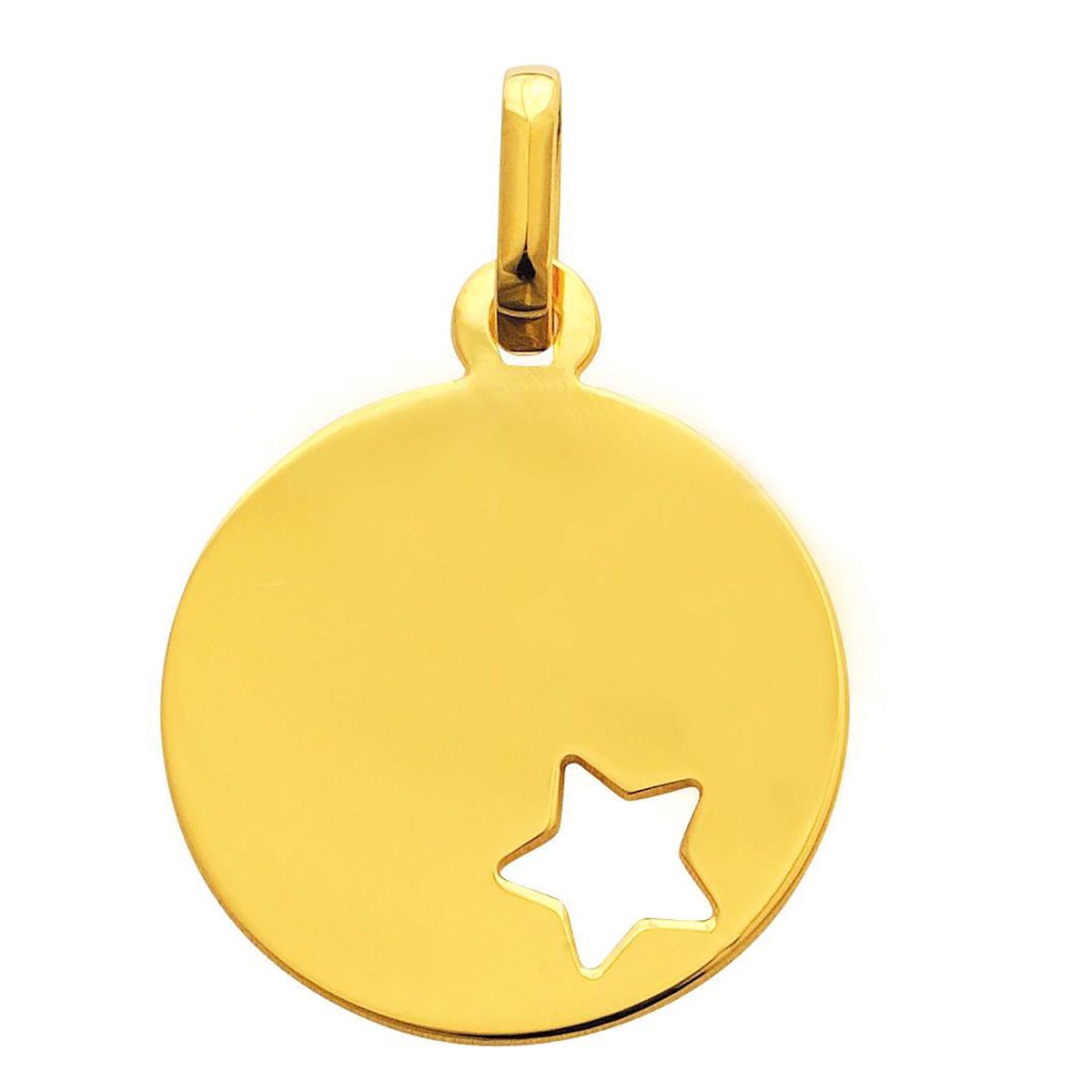 Pendentif Brillaxis plaque ronde or étoile ajourée