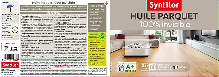 Huile parquet Syntilor 100% invisible mat 1L