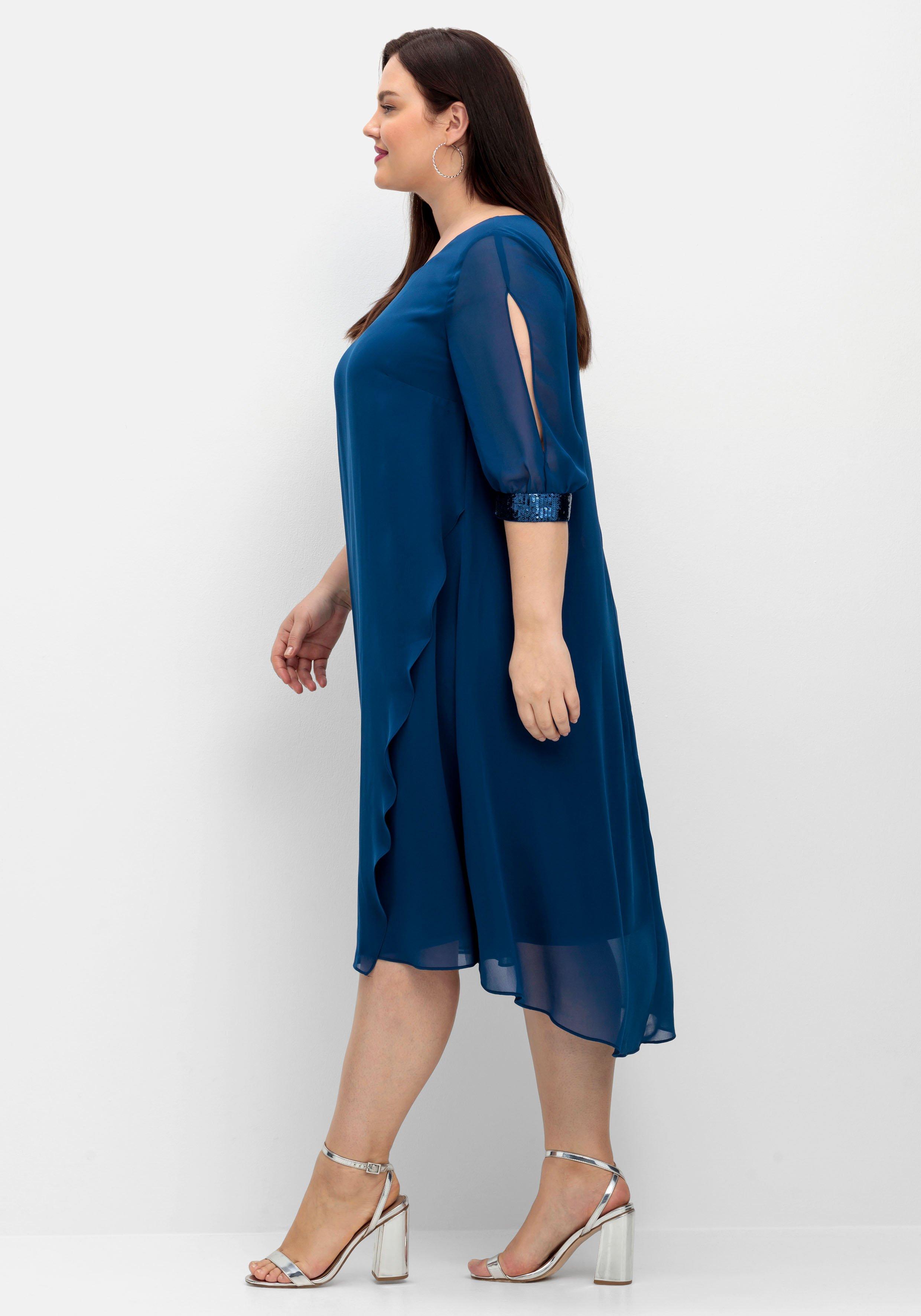 Abendkleid aus Georgette, mit geschlitztem Ärmel