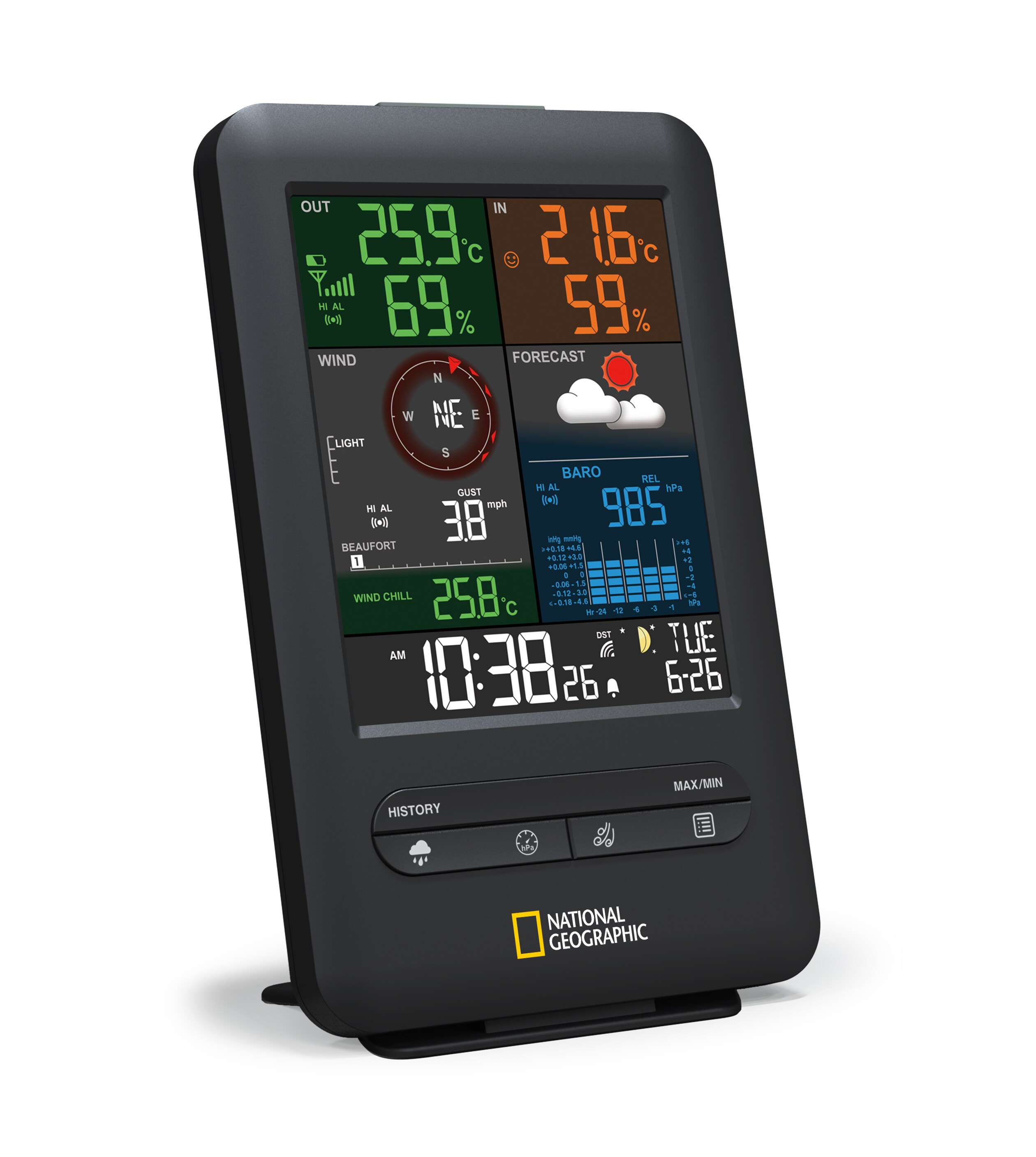 NATIONAL GEOGRAPHIC Colour-Display-Funk-Wetterstation 5-in-1