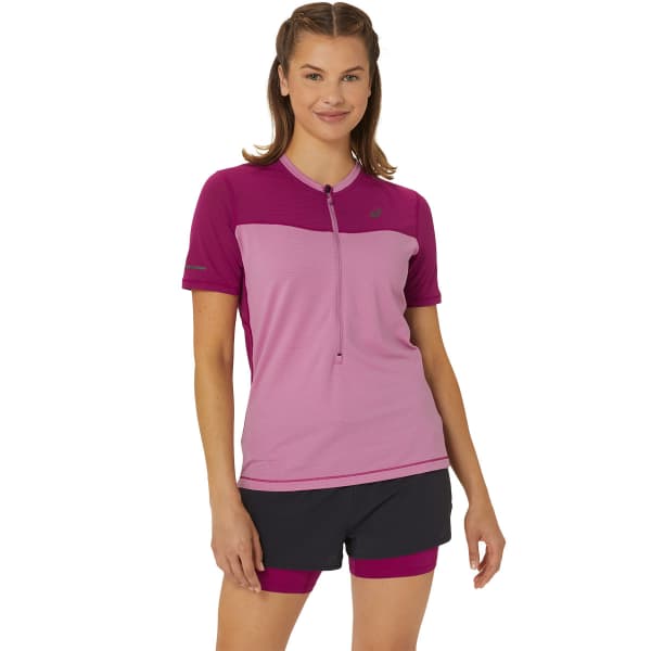T-shirt running ASICS FUJITRAIL SS TOP W SOFT SOFT BERRY/BLACKBERRY