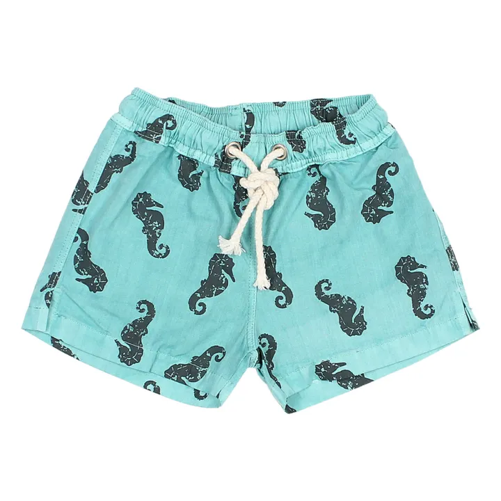 Búho Short de Bain Hippocampes Bébé | Bleu Vert