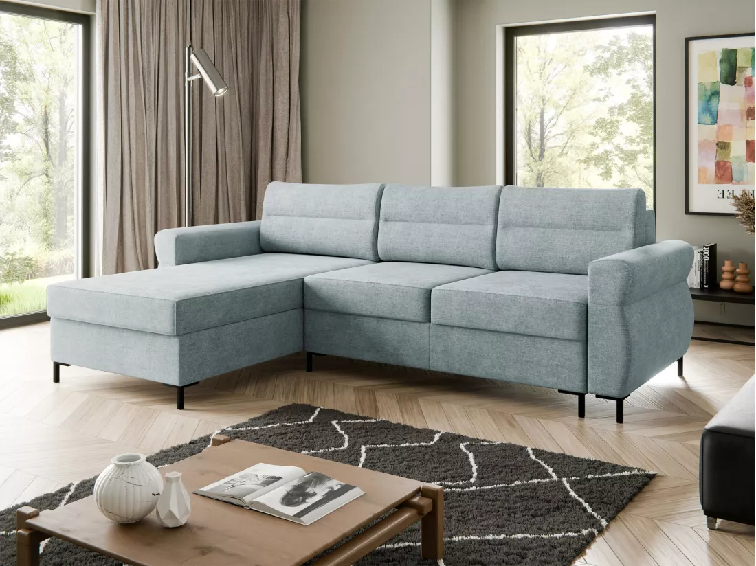 Canapé d'angle Stonecrest 103, Gris, Fonction de couchage, Boîte de literie, 258x170x92cm