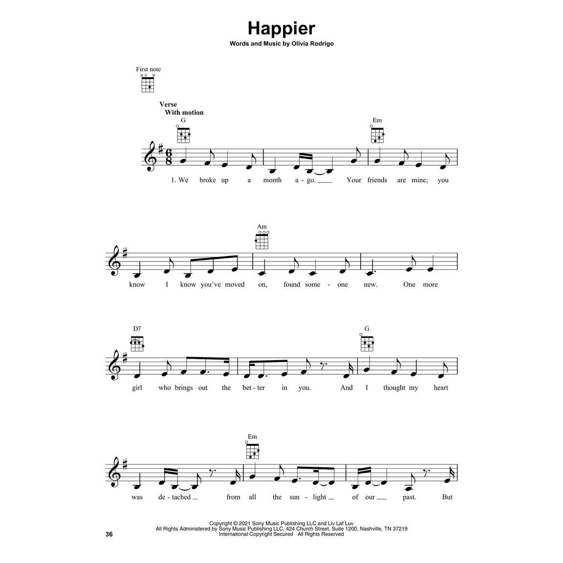Hal Leonard Olivia Rodrigo Sour songboek voor ukelele
