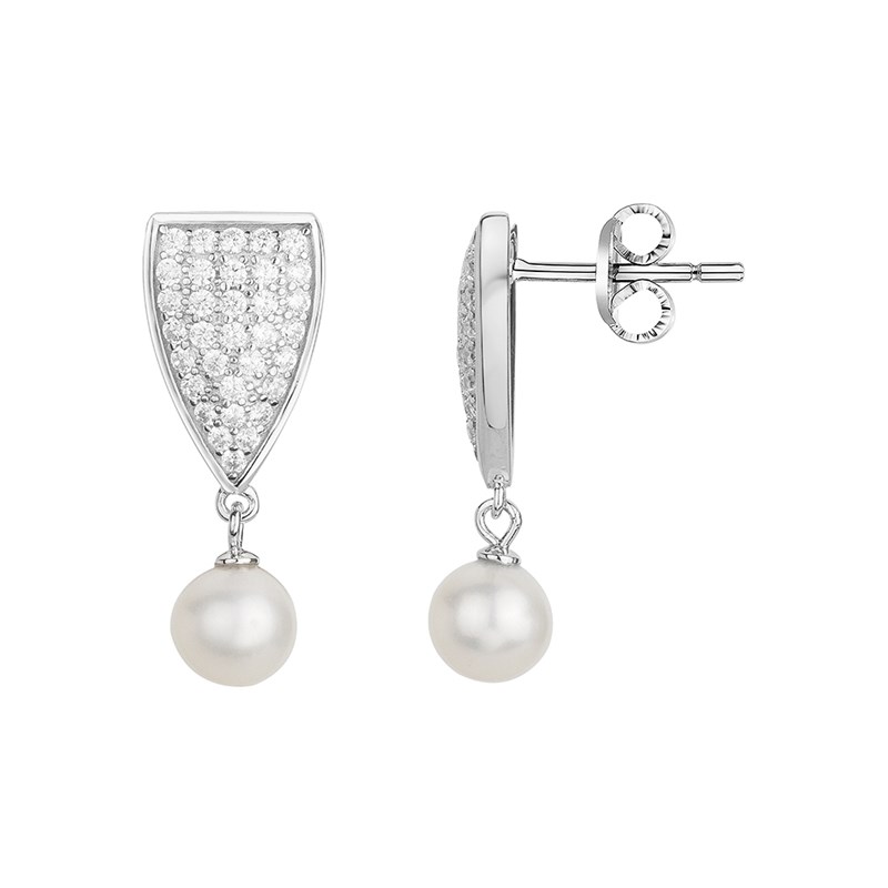 Boucles d'oreilles en Argent avec perle d'eau douce blanc