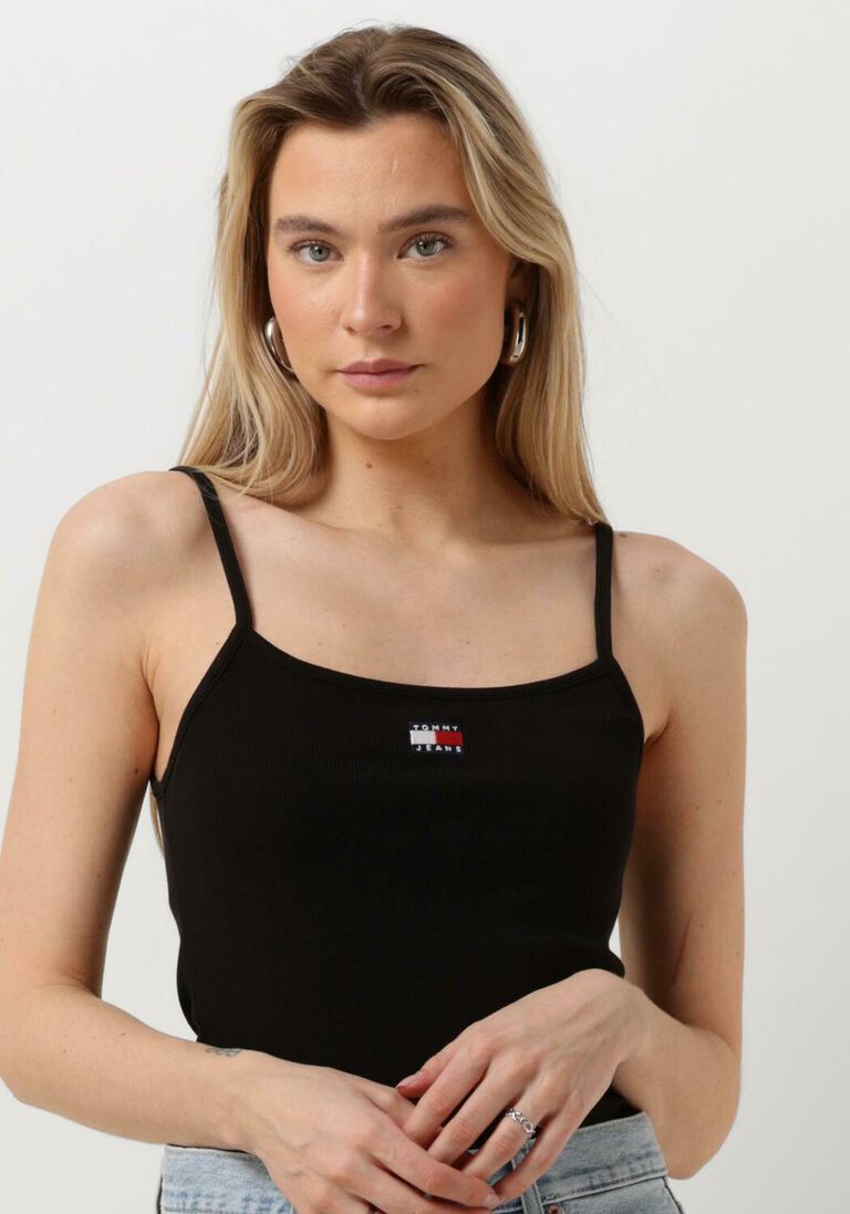 TOMMY JEANS zwarte tommy jeans top tjw badge rib strap top