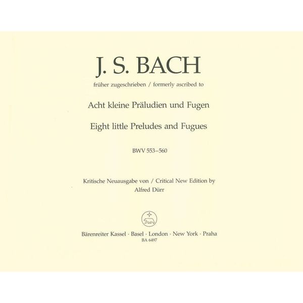 Bärenreiter Bach Acht Präludien und Fugen