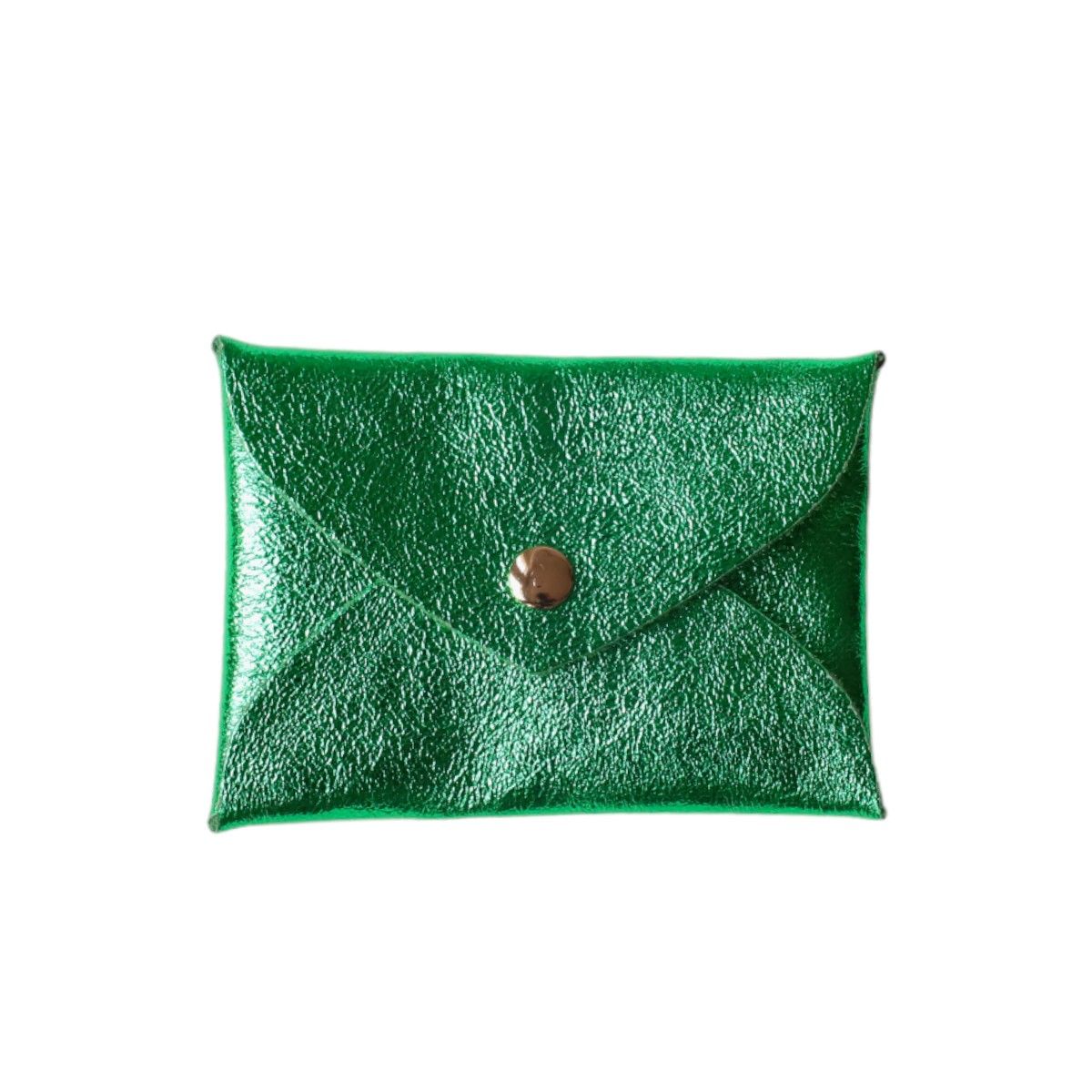 Porte-monnaie enveloppe cuir vert émeraude Maison Suzanne