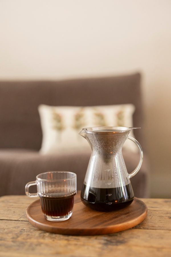 Koffiekan + filter, 600 ml, glas en rvs