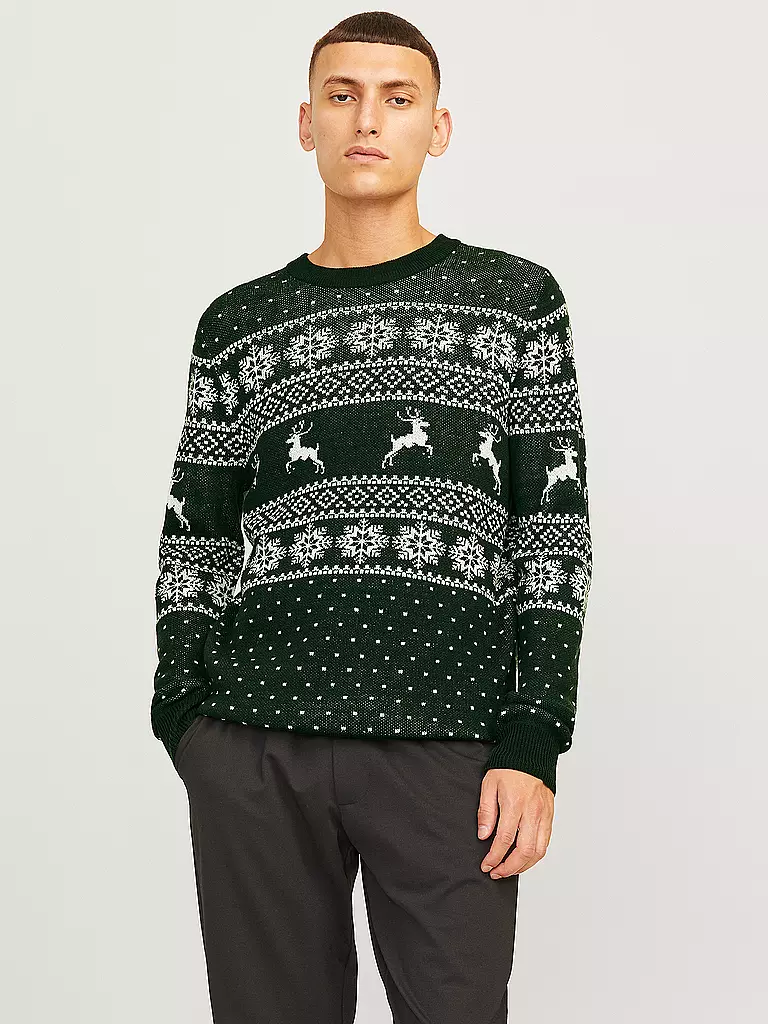 JACK & JONES Pullover JJXMAS GABRIEL dunkelgrün