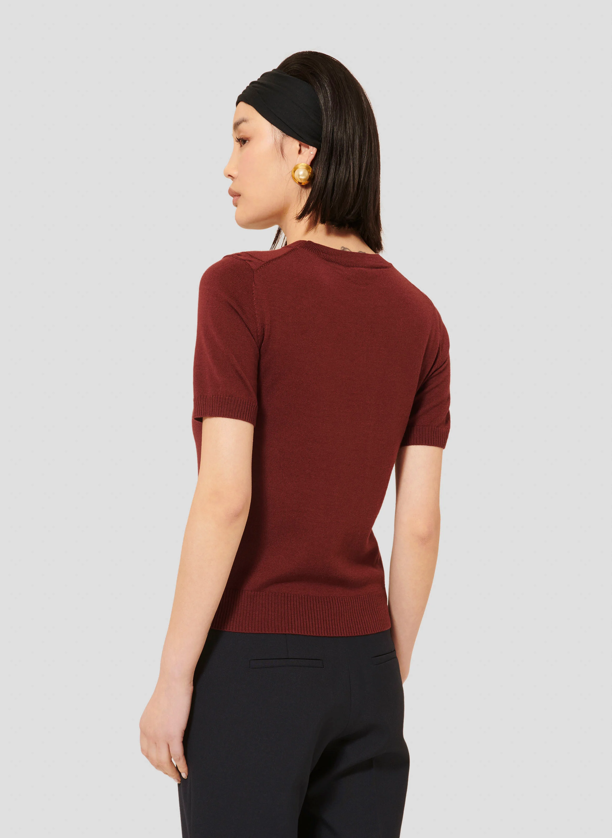 PICA - Pull manches courtes en laine| Rouge