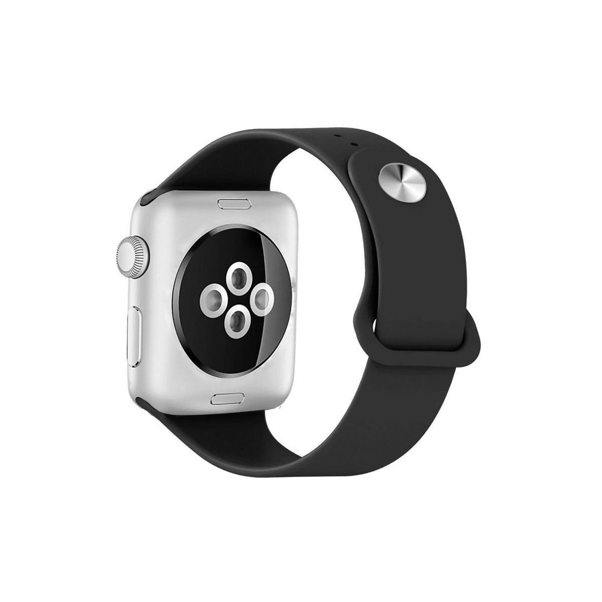Silikonarmbånd kompatibelt med Apple Watch, 42 mm, svart