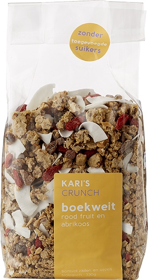 Kari’s Crunch Granola Boekweit Rood Fruit En Abrikoos (330 gr)