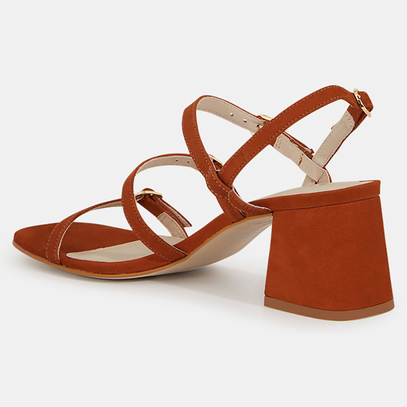 Galeries Lafayette Sandales à talon en Cuir orange brique - Talon 6 cm
