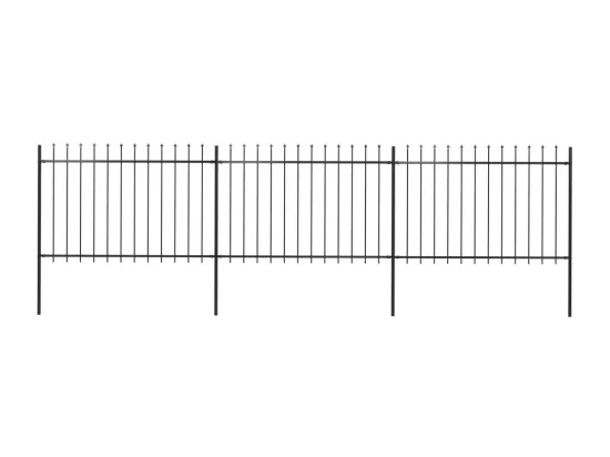Cl?ture de jardin avec dessus en lance Acier 5,1 x 1,2 m Noir