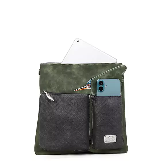 Hi-di-Hi Hand/ Schoudertas King Shopper Dark Green/ Dark Grey