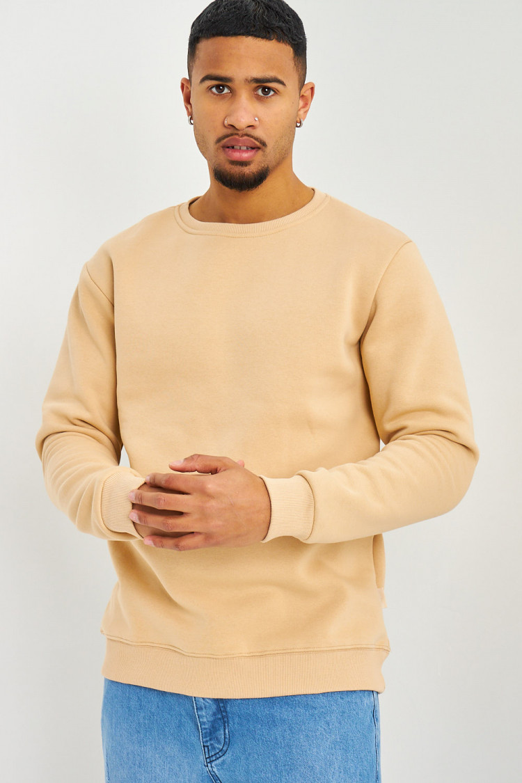 Sweat beige col rond