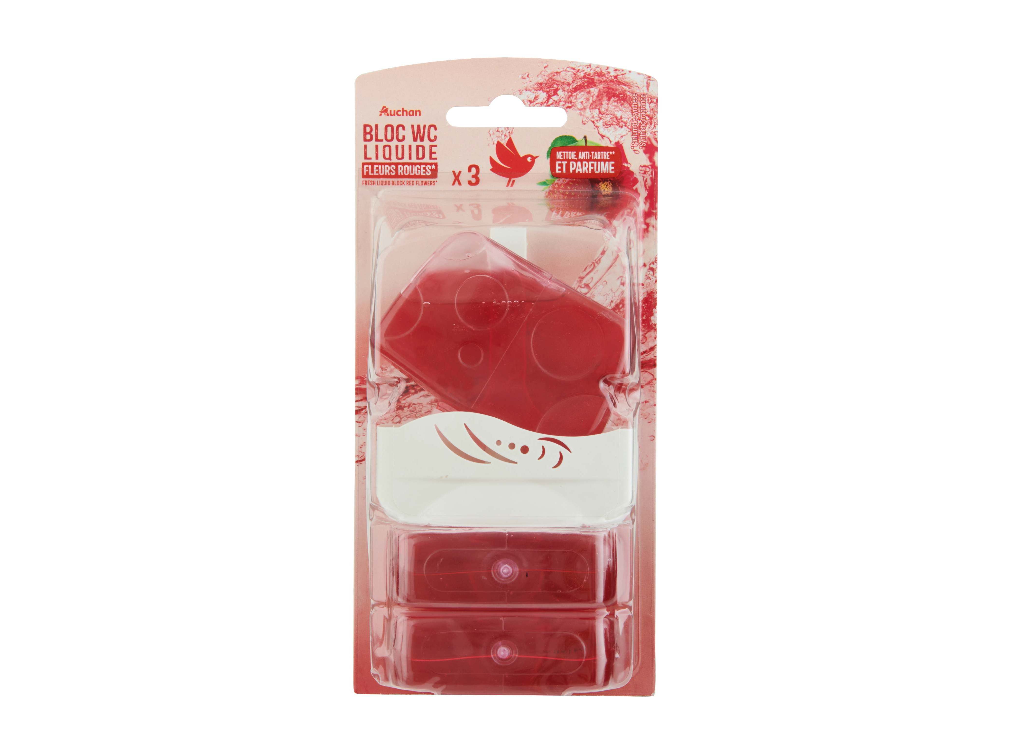 BLOCO WC AUCHAN LÍQUIDO FLORES VERMELHAS 3UN