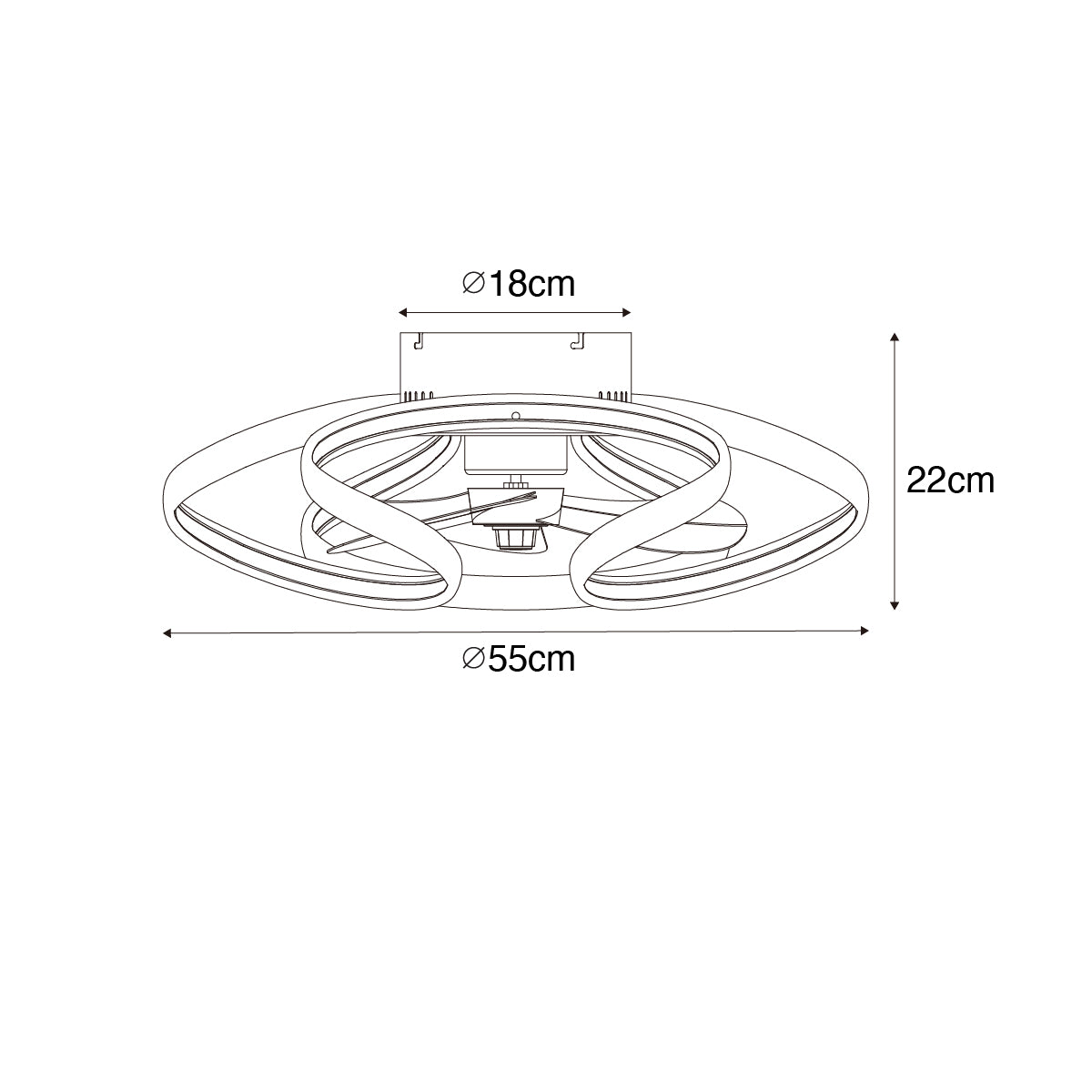 QAZQA Plafondventilator zwart 55cm incl. LED dimbaar met