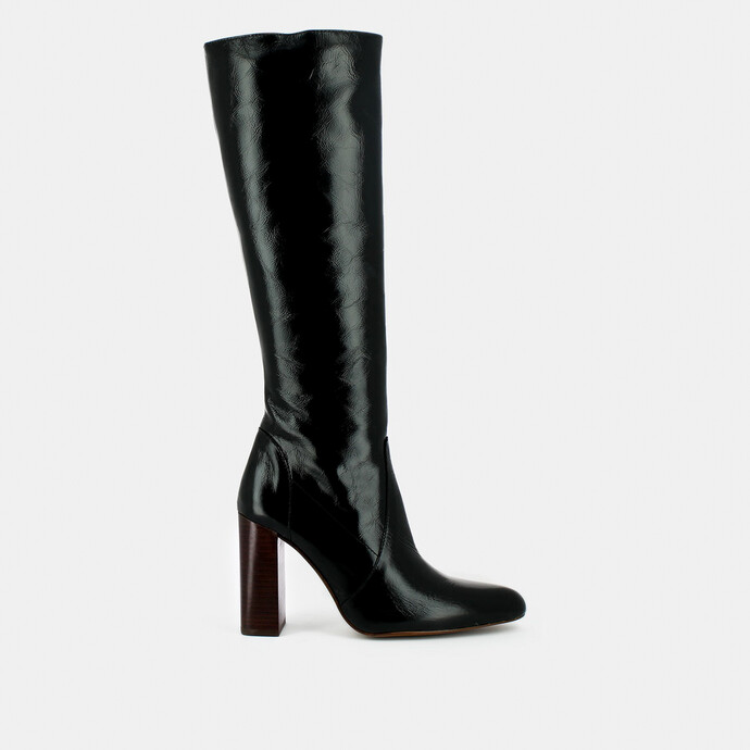 Bottes hautes  en cuir vernis noir