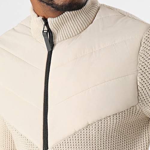 Veste Zippée Black Knit Hybrid Beige