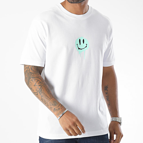 Tee Shirt Oversize Large Dripping Smiles Blanc Vert