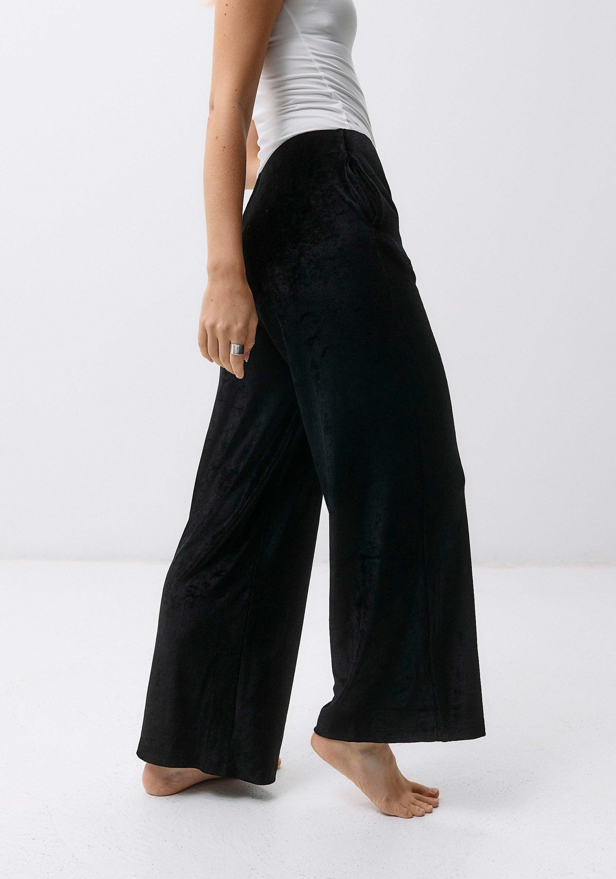 Moya Kala Stoffhose Velvet Pants Black Intense